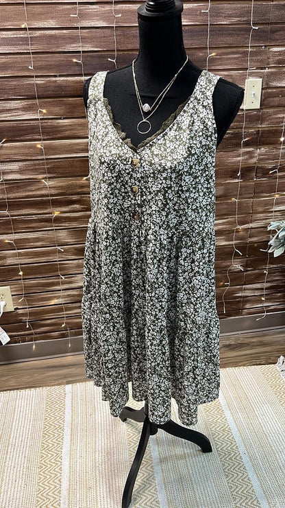 Pickin Wild Flowers Sage Dress