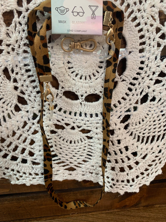 Suede Leopard Lanyard/Mask/ Glasses/ ID tag