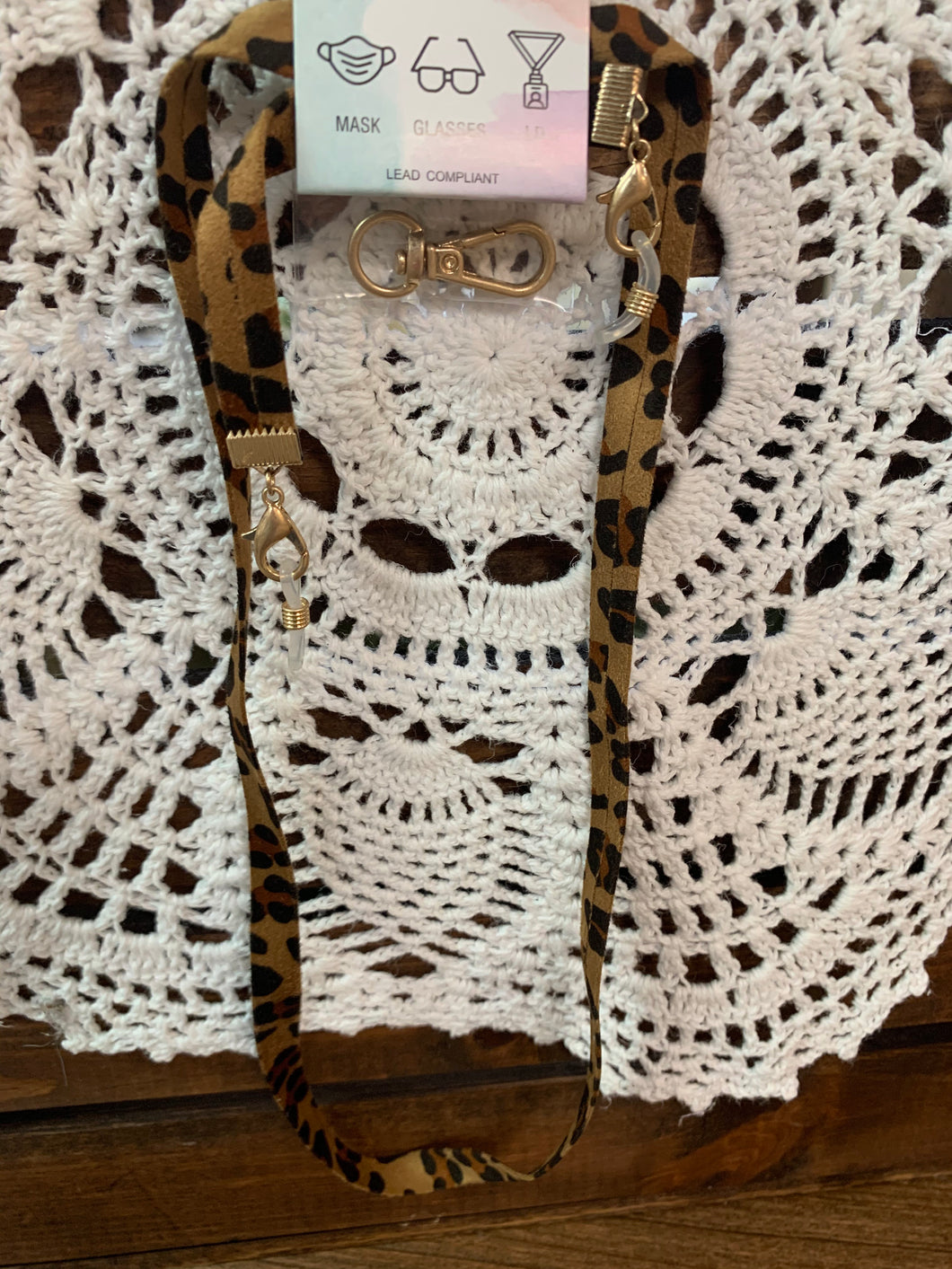 Suede Leopard Lanyard/Mask/ Glasses/ ID tag
