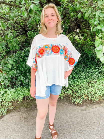 One More Time Ivory Florals Top