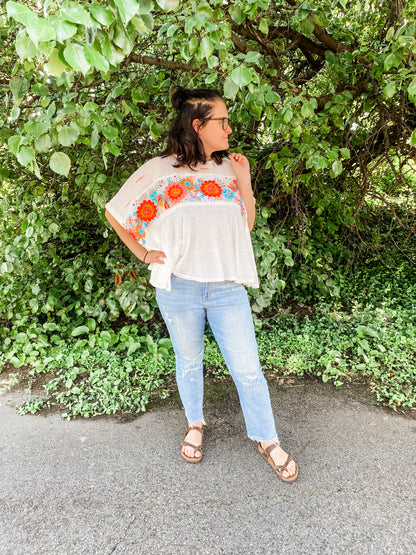 One More Time Ivory Florals Top