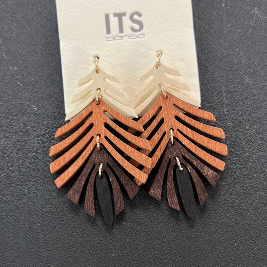 Wood Feather Earringd