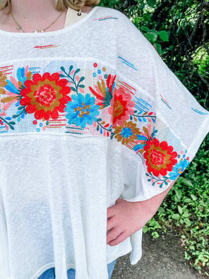 One More Time Ivory Florals Top