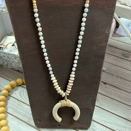 Stone & Crescent Horn Necklace