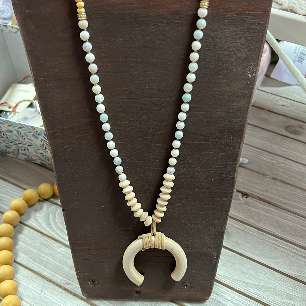 Stone & Crescent Horn Necklace