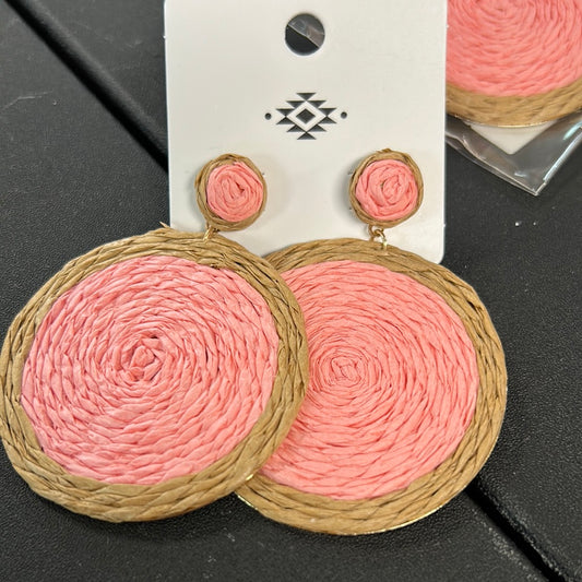 Pink Raffia Earrings